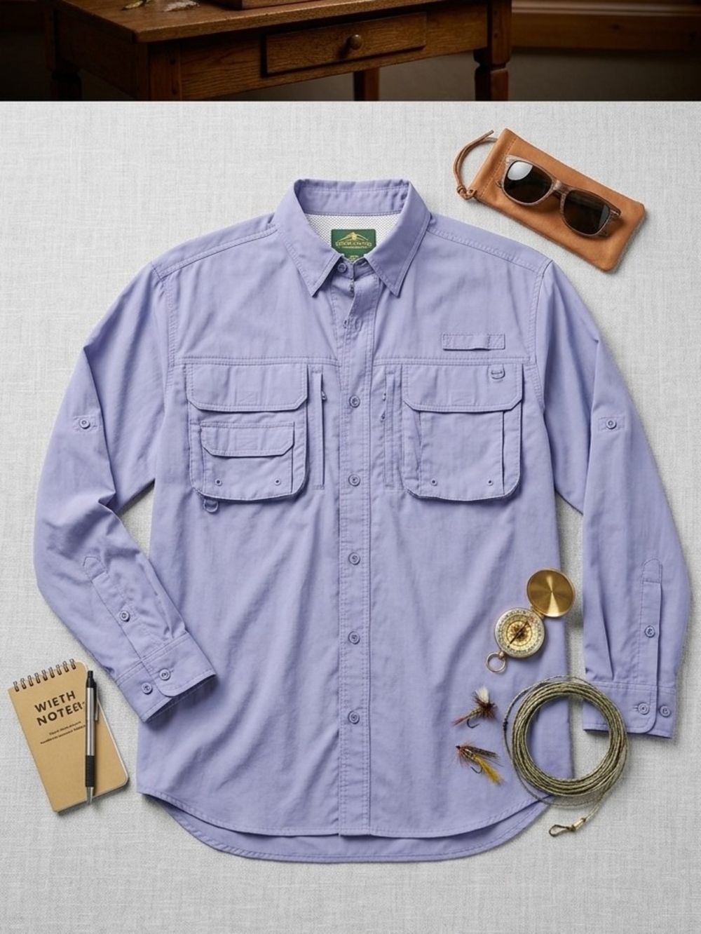 Cabela's Men’s Light Blue Long-Sleeve Button-Down Shirt Fishing Shirt